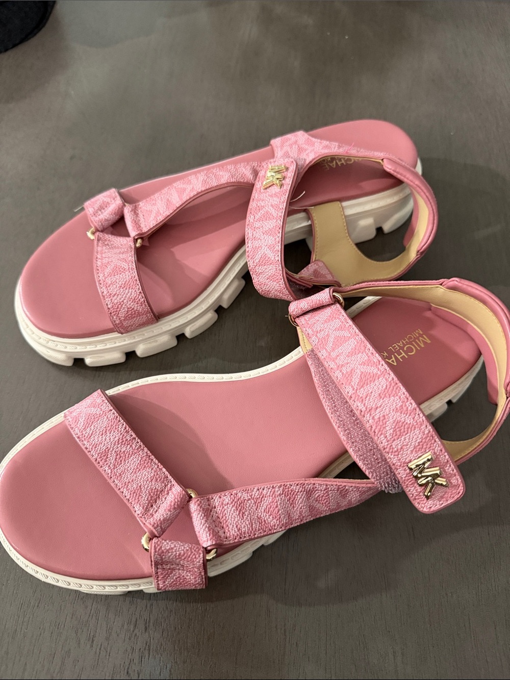 Michael Kors Pink Logo Strap Platform Sandals